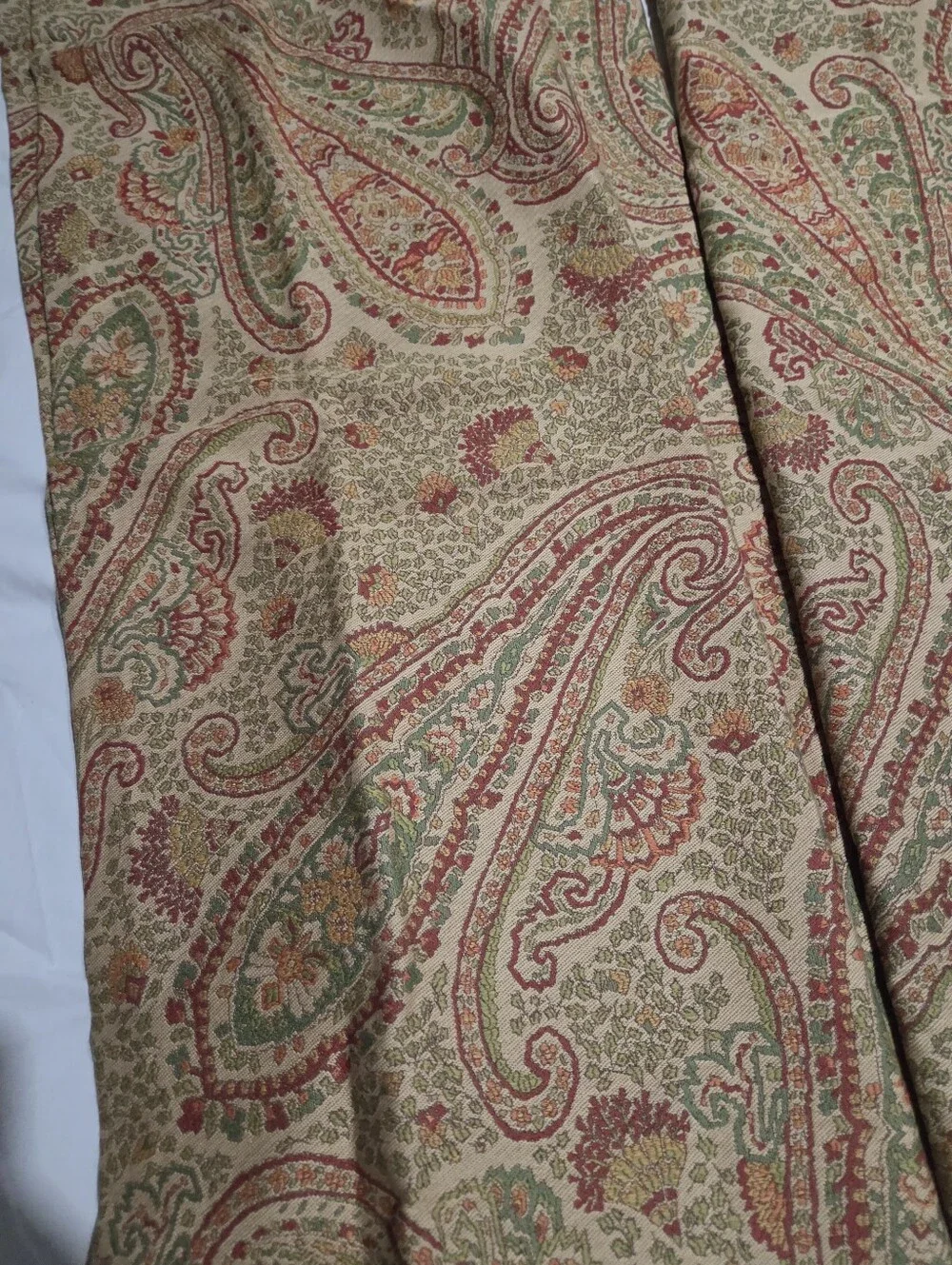 Pottery Barn Rich Earthy Paisley Tapestry Heavy Lined Curtains 2 Panels